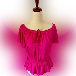 Naked Zebra - Nara Smocked Detail Peplum Blouse - Size: Small - New With Tags